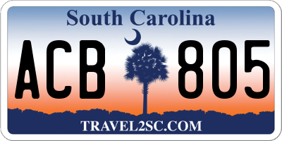 SC license plate ACB805