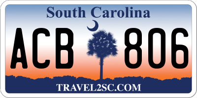 SC license plate ACB806