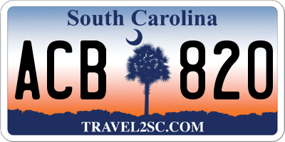 SC license plate ACB820