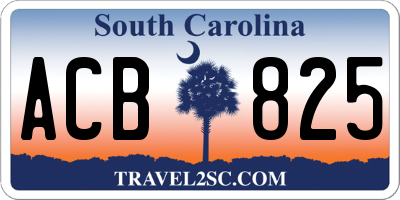 SC license plate ACB825