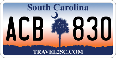 SC license plate ACB830
