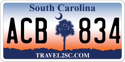 SC license plate ACB834