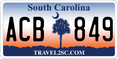 SC license plate ACB849