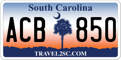 SC license plate ACB850