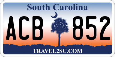 SC license plate ACB852