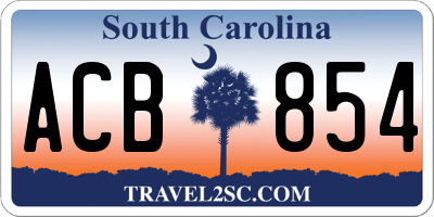 SC license plate ACB854