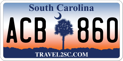 SC license plate ACB860