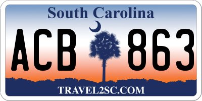 SC license plate ACB863