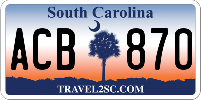 SC license plate ACB870