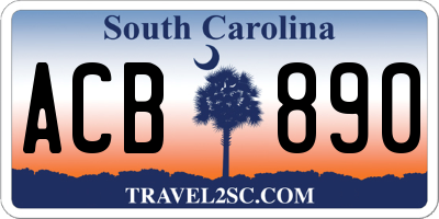 SC license plate ACB890