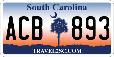SC license plate ACB893