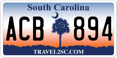 SC license plate ACB894