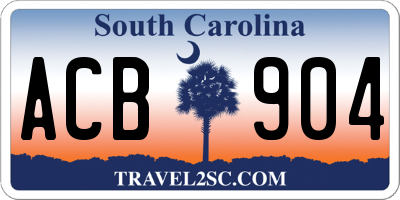 SC license plate ACB904