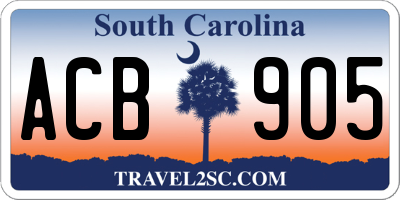 SC license plate ACB905