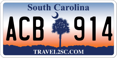 SC license plate ACB914