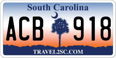 SC license plate ACB918