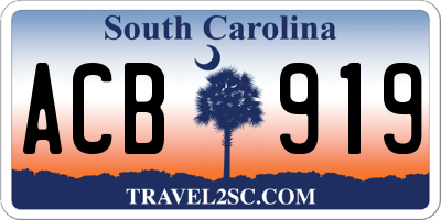SC license plate ACB919