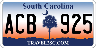 SC license plate ACB925