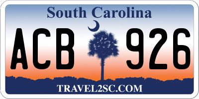 SC license plate ACB926