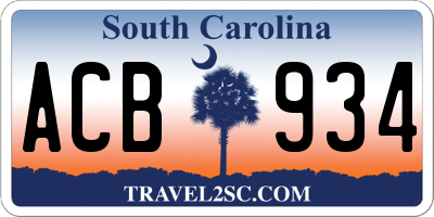 SC license plate ACB934