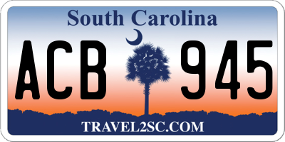 SC license plate ACB945