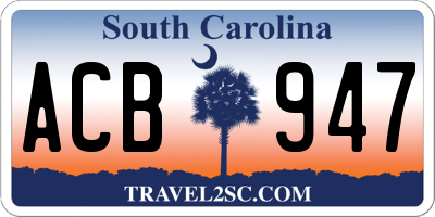 SC license plate ACB947