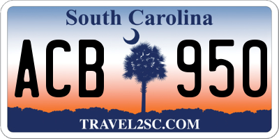 SC license plate ACB950