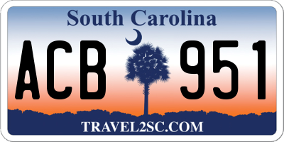 SC license plate ACB951