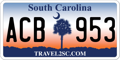SC license plate ACB953