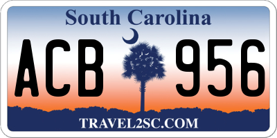 SC license plate ACB956