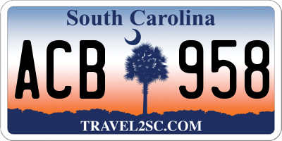 SC license plate ACB958