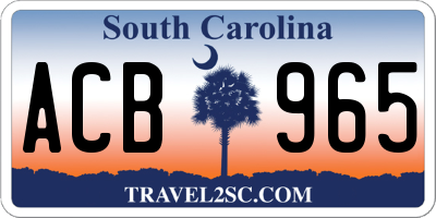 SC license plate ACB965