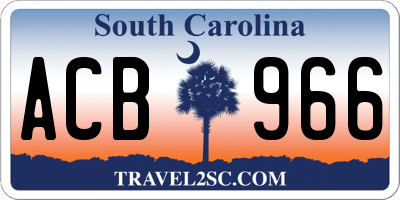 SC license plate ACB966