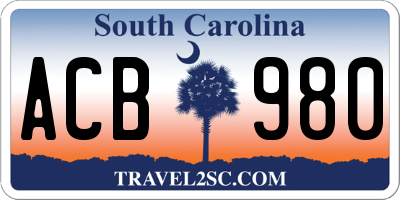 SC license plate ACB980