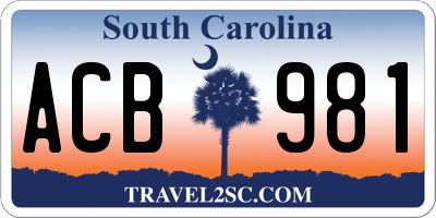 SC license plate ACB981