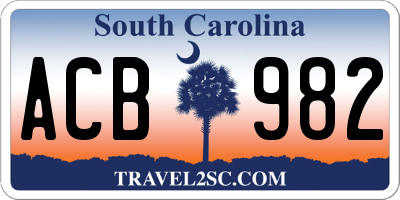 SC license plate ACB982