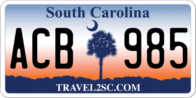 SC license plate ACB985