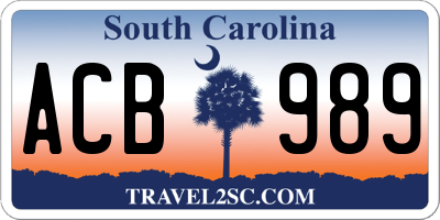 SC license plate ACB989