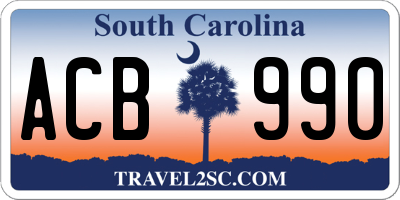 SC license plate ACB990