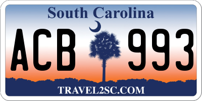 SC license plate ACB993