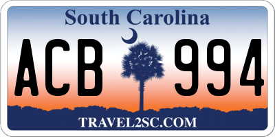 SC license plate ACB994