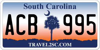 SC license plate ACB995