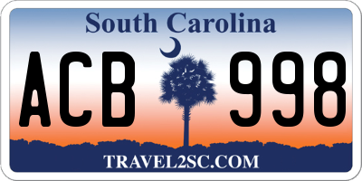 SC license plate ACB998