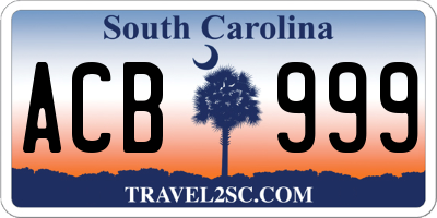 SC license plate ACB999
