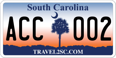 SC license plate ACC002