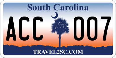 SC license plate ACC007