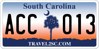 SC license plate ACC013