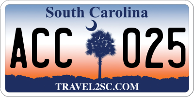 SC license plate ACC025