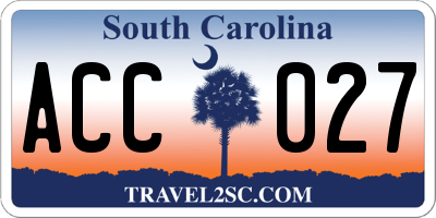 SC license plate ACC027