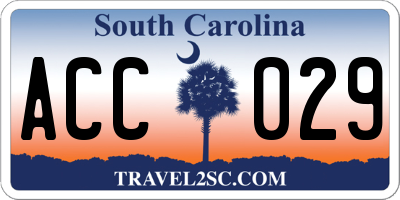 SC license plate ACC029